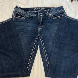 Paisley Sky Dark Blue Boot Cut Jeans